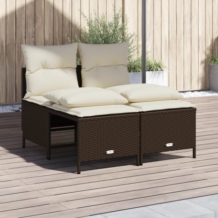 4-teilige Gartensofagarnitur und braune synthetische Rattankissen von vidaXL, Gartensets - Ref: Foro24-368372, Preis: 177,42 ...