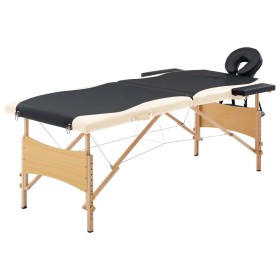 Folding massage table 2 zones black and beige wood by vidaXL, massage tables - Ref: Foro24-110205, Price: 150,99 €, Discount: %