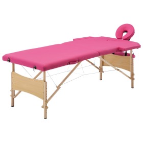 Folding massage table 2 zones pink wood by vidaXL, massage tables - Ref: Foro24-110185, Price: 149,99 €, Discount: %