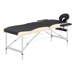 Klappbare Massageliege 2 Zonen aus schwarzem und beigem Aluminium von vidaXL, Massageliegen - Ref: Foro24-110229, Preis: 155,...