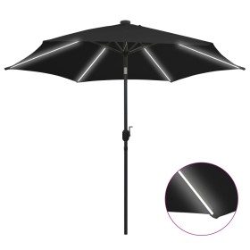 Umbrella with LED lights and black aluminum pole 300 cm by vidaXL, Umbrellas - Ref: Foro24-47366, Price: 105,99 €, Discount: %