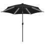 Umbrella with LED lights and black aluminum pole 300 cm by vidaXL, Umbrellas - Ref: Foro24-47366, Price: 105,99 €, Discount: %