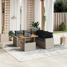 6-teiliges Gartenmöbel-Set und graue synthetische Rattankissen von vidaXL, Gartensets - Ref: Foro24-3271312, Preis: 431,99 €,...