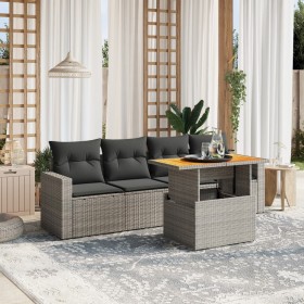 Garden sofa set with cushions 5 pieces gray synthetic rattan by vidaXL, Garden sets - Ref: Foro24-3271193, Price: 360,19 €, D...