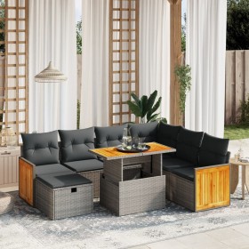 8-teiliges Gartensofa-Set und graue synthetische Rattankissen von vidaXL, Gartensets - Ref: Foro24-3276266, Preis: 587,18 €, ...