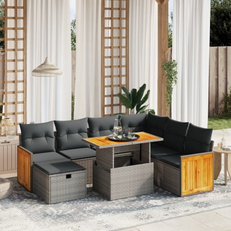 8-teiliges Gartensofa-Set und graue synthetische Rattankissen von vidaXL, Gartensets - Ref: Foro24-3276266, Preis: 575,61 €, ...