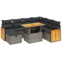 8-teiliges Gartensofa-Set und graue synthetische Rattankissen von vidaXL, Gartensets - Ref: Foro24-3276266, Preis: 575,61 €, ...