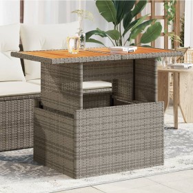 Garden table PE rattan and gray acacia wood 100x55x73 cm by vidaXL, Garden tables - Ref: Foro24-366127, Price: 103,18 €, Disc...