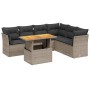 7-teiliges Gartensofa-Set mit grauen PE-Rattan-Kissen von vidaXL, Gartensets - Ref: Foro24-3270850, Preis: 480,45 €, Rabatt: %