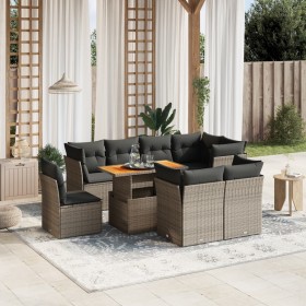 9-teiliges Gartenmöbel-Set und graue synthetische Rattankissen von vidaXL, Gartensets - Ref: Foro24-3270934, Preis: 641,26 €,...