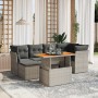 7-piece garden sofa set with gray PE rattan cushions by vidaXL, Garden sets - Ref: Foro24-3270941, Price: 462,29 €, Discount: %