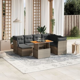 8-teiliges Gartensofa-Set und graue synthetische Rattankissen von vidaXL, Gartensets - Ref: Foro24-3270955, Preis: 550,32 €, ...