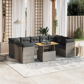 10-teiliges Gartensofa-Set mit grauen synthetischen Rattankissen von vidaXL, Gartensets - Ref: Foro24-3270997, Preis: 693,37 ...