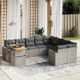 10-teiliges Gartensofa-Set mit grauen synthetischen Rattankissen von vidaXL, Gartensets - Ref: Foro24-3271480, Preis: 681,99 ...