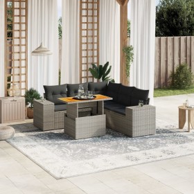 6-teiliges Gartenmöbel-Set und graue synthetische Rattankissen von vidaXL, Gartensets - Ref: Foro24-3272635, Preis: 473,38 €,...