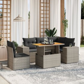 6-teiliges Gartenmöbel-Set und graue synthetische Rattankissen von vidaXL, Gartensets - Ref: Foro24-3272642, Preis: 473,38 €,...