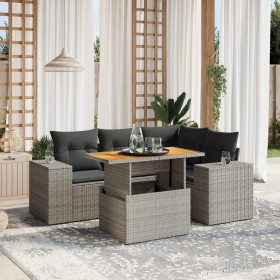 Gartensofa-Set mit Kissen, 5-teilig, graues synthetisches Rattan von vidaXL, Gartensets - Ref: Foro24-3272621, Preis: 417,83 ...