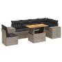 7-teiliges Gartensofa-Set mit grauen PE-Rattan-Kissen von vidaXL, Gartensets - Ref: Foro24-3272663, Preis: 520,80 €, Rabatt: %