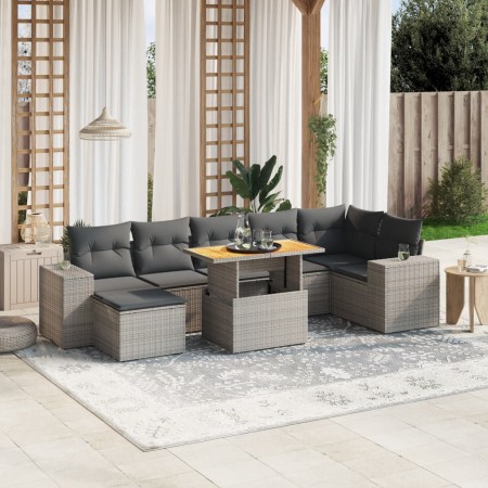 8-teiliges Gartensofa-Set und graue synthetische Rattankissen von vidaXL, Gartensets - Ref: Foro24-3272747, Preis: 565,64 €, ...