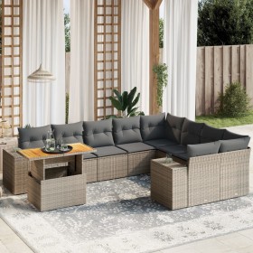 10-teiliges Gartensofa-Set mit grauen synthetischen Rattankissen von vidaXL, Gartensets - Ref: Foro24-3272803, Preis: 724,55 ...