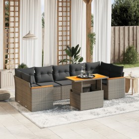 8-teiliges Gartensofa-Set und graue synthetische Rattankissen von vidaXL, Gartensets - Ref: Foro24-3272992, Preis: 583,34 €, ...