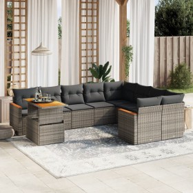 10-piece garden sofa set with gray synthetic rattan cushions by vidaXL, Garden sets - Ref: Foro24-3273244, Price: 699,21 €, D...