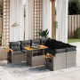 Set de muebles de jardín 9 pzas y cojines ratán sintético gris de vidaXL, Conjuntos de jardín - Ref: Foro24-3273447, Precio: ...