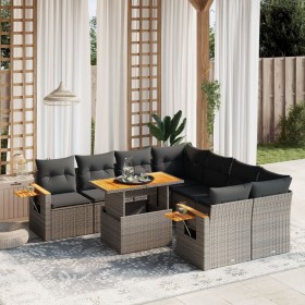 9-piece garden furniture set and gray synthetic rattan cushions by vidaXL, Garden sets - Ref: Foro24-3273447, Price: 652,24 €...