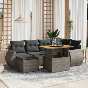 7-piece garden sofa set with gray PE rattan cushions by vidaXL, Garden sets - Ref: Foro24-3275818, Price: 525,95 €, Discount: %