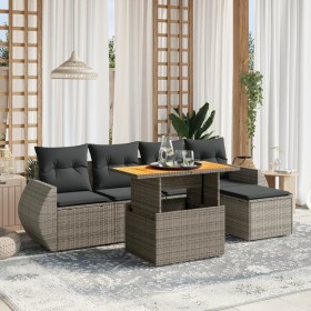 6-piece garden furniture set and gray synthetic rattan cushions by vidaXL, Garden sets - Ref: Foro24-3275811, Price: 449,38 €...