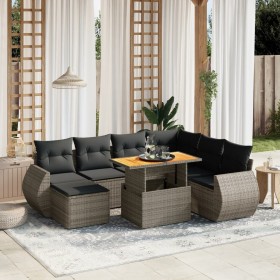 8-teiliges Gartensofa-Set und graue synthetische Rattankissen von vidaXL, Gartensets - Ref: Foro24-3275832, Preis: 603,57 €, ...