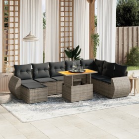 9-teiliges Gartenmöbel-Set und graue synthetische Rattankissen von vidaXL, Gartensets - Ref: Foro24-3275853, Preis: 660,87 €,...