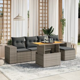 6-teiliges Gartenmöbel-Set und graue synthetische Rattankissen von vidaXL, Gartensets - Ref: Foro24-3275923, Preis: 436,74 €,...