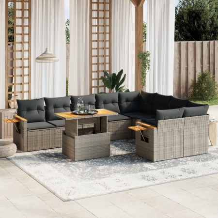 10-teiliges Gartensofa-Set mit grauen synthetischen Rattankissen von vidaXL, Gartensets - Ref: Foro24-3273678, Preis: 701,50 ...