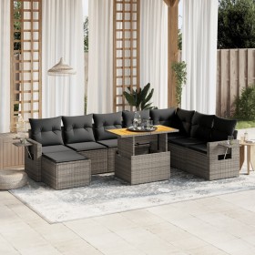 9-teiliges Gartenmöbel-Set und graue synthetische Rattankissen von vidaXL, Gartensets - Ref: Foro24-3275741, Preis: 626,76 €,...