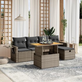 6-piece garden furniture set and gray synthetic rattan cushions by vidaXL, Garden sets - Ref: Foro24-3275699, Price: 420,56 €...