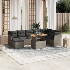 9-piece garden furniture set and gray synthetic rattan cushions by vidaXL, Garden sets - Ref: Foro24-3270976, Price: 582,89 €...