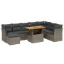 Set de muebles de jardín 9 pzas y cojines ratán sintético gris de vidaXL, Conjuntos de jardín - Ref: Foro24-3270976, Precio: ...