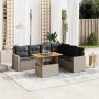 7-teiliges Gartensofa-Set mit grauen PE-Rattan-Kissen von vidaXL, Gartensets - Ref: Foro24-3271333, Preis: 510,40 €, Rabatt: %