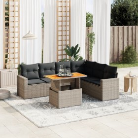 7-piece garden sofa set with gray PE rattan cushions by vidaXL, Garden sets - Ref: Foro24-3271333, Price: 519,13 €, Discount: %