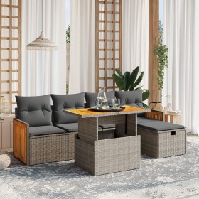 6-piece garden furniture set and gray synthetic rattan cushions by vidaXL, Garden sets - Ref: Foro24-3276245, Price: 443,51 €...