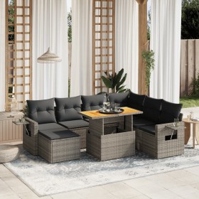 Set de sofás de jardín 8 pzas y cojines ratán sintético gris de vidaXL, Conjuntos de jardín - Ref: Foro24-3275720, Precio: 57...