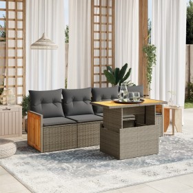 Garden sofa set with cushions 5 pieces gray synthetic rattan by vidaXL, Garden sets - Ref: Foro24-3273839, Price: 378,08 €, D...