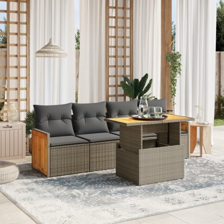 Gartensofa-Set mit Kissen, 5-teilig, graues synthetisches Rattan von vidaXL, Gartensets - Ref: Foro24-3273839, Preis: 378,08 ...