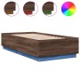 Bed frame with LED lights oak brown wood 75x190 cm by vidaXL, Beds and slatted bases - Ref: Foro24-3209673, Price: 124,96 €, ...