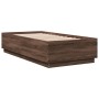 Bed frame with LED lights oak brown wood 75x190 cm by vidaXL, Beds and slatted bases - Ref: Foro24-3209673, Price: 124,96 €, ...