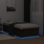 Bed frame with LED lights oak brown wood 75x190 cm by vidaXL, Beds and slatted bases - Ref: Foro24-3209673, Price: 124,96 €, ...