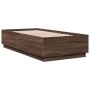 Bed frame with LED lights oak brown wood 75x190 cm by vidaXL, Beds and slatted bases - Ref: Foro24-3209673, Price: 124,96 €, ...