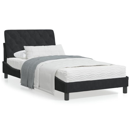 Cama con colchón terciopelo negro 100x200 cm de vidaXL, Camas y somieres - Ref: Foro24-3208642, Precio: 302,74 €, Descuento: %