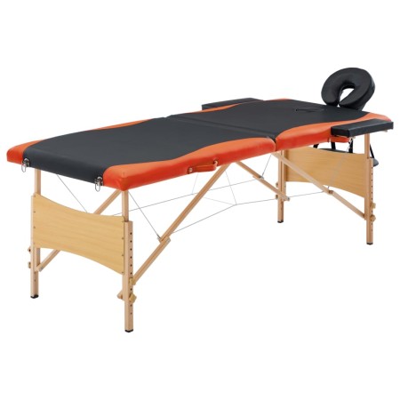 Klappbare Massageliege 2 Zonen aus schwarzem und orangefarbenem Holz von vidaXL, Massageliegen - Ref: Foro24-110203, Preis: 1...